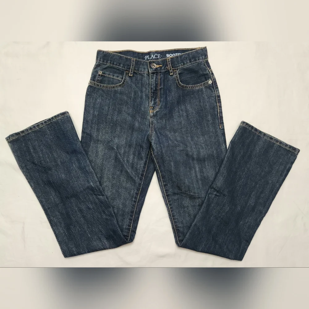 The Children's Place Boy's Bootcut Slim Adjustable Waist Jeans Size 16 Slim NWT - Picture 2 of 5